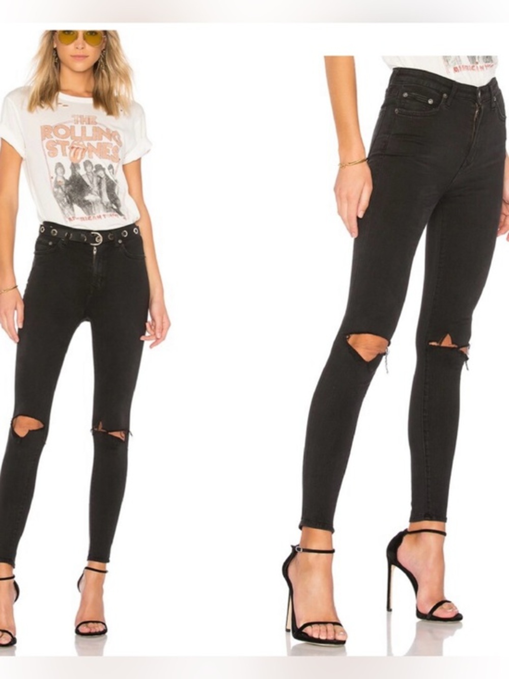 Lovers + Friends Revolve Mason High Rise Skinny Jeans Black Mabrey 27